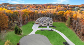 aerial view of a luxury new home in PA at the new home community Copper Creek by Eddy Homes